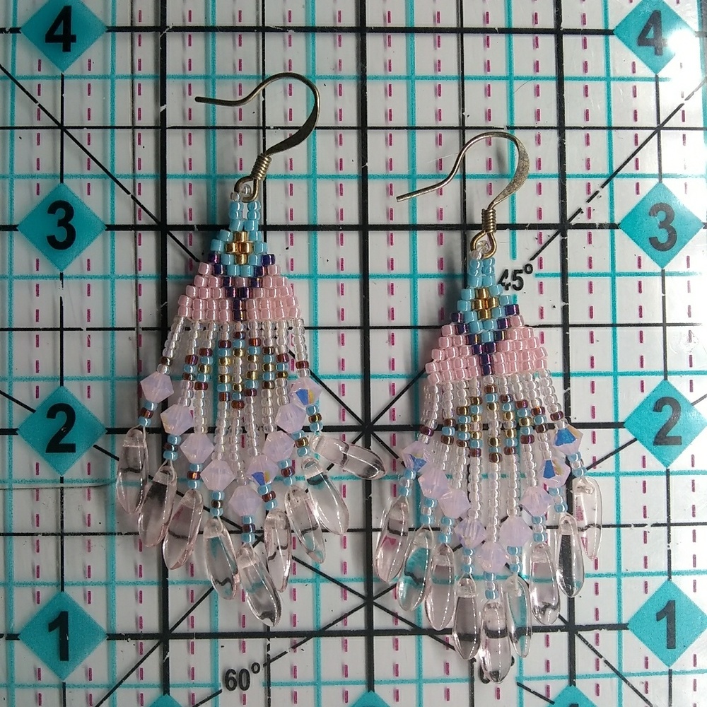 JRW Handmade Pink Swarovski Beaded Earrings - Picture 5 of 7